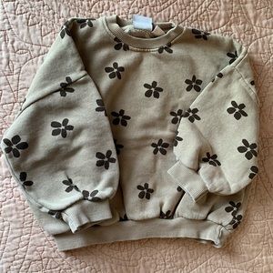 Zara Kids Tan Floral Oversized Sweatshirt
